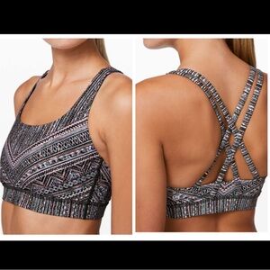 Lululemon Energy Bra Tribal Pace Energy Bra White Black Full-On® Luxtreme in EUC
